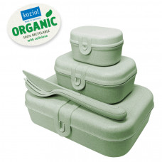 Набор ланч-боксов и столовых приборов pascal, organic, зеленый, 3 шт.